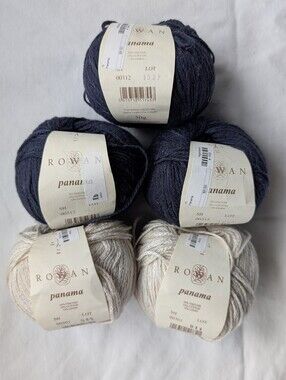 Rowan Panama Yarn Bundle Lot - Navy & Cream 5 Balls